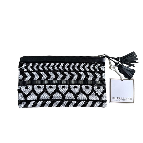 NWT Shiraleah Leather Beaded Clutch. - Picture 1 of 10